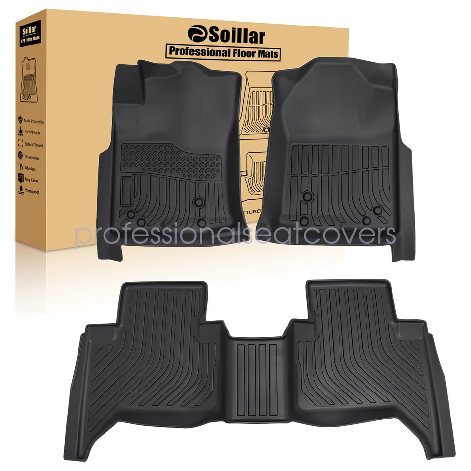 Juego de alfombrillas delanteras y segunda fila TPE 3D para Toyota Tacoma 2005-2015 doble cabina Foto 1 de 4