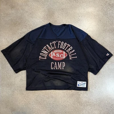 Vintage 80s Champion ASC Contact Football Camp Boxy Mesh Jersey XL Blue Practice - Image 1 of 4