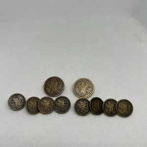 Hickey Freeman Coat Of Arms Set Of 10 Replacement Blazer Metal Buttons VTG Horse - Picture 1 of 6