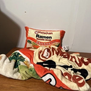 Maruchan NWOT Ramen Noodle Soup Plush Throw Blanket 48" x 56" & Matching Pillow - Picture 1 of 4