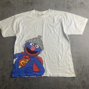 Vintage 90s Sesame Street Super Grover Shirt XL White Stains T15 - Picture 1 of 6