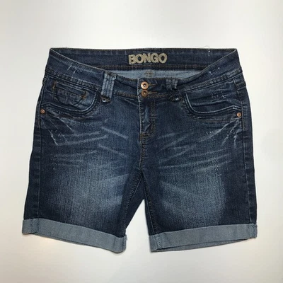 Pantalones Cortos de Jean Bongo Talla 11 Denim Ligeramente Envejecidos Puños Y2K Bolsillo Costuras Foto 1 de 4