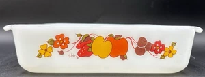 Anchor Baking Hocking 432 Hildi Fruit Floral 1.5 Quart Casserole Dish Milk Glass - Picture 1 of 11