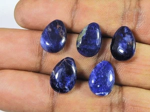 23Cts. Natural Blue Sodalite Pear Cabochon Loose Gemstone 05 Pcs Lot 10X14MM d47 - Picture 1 of 9