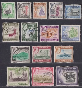 Rhodesia & Nyasaland 1959 Queen Elizabeth II Set Used SG18-31 cat £90 - Imagen 1 de 2