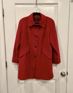 London Fog Red Classic Formal Work Wool Blend Mid-Length Coat Women’s Medium - Picture 1 of 8