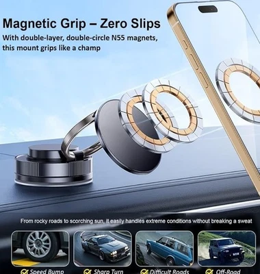 Mizi 2025 Magnetic Car Phone Mount with Super Strong Suction Magnetic Hold Black - Image 1 of 4