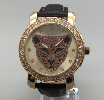 Reloj Figaro Couture Leopardo Mujer 42mm Tono Dorado Cristal Cuero Batería Nueva Foto 1 de 4