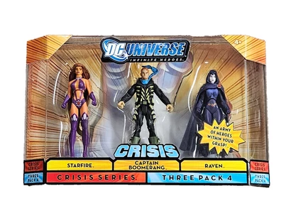 DC Universe Crisis Series Three Pack 4 Starfire, Captain Boomerang, Raven - Imagem 1 de 2