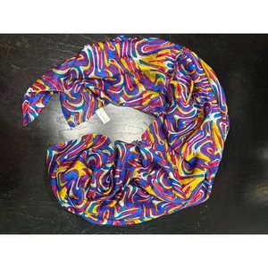 XL Scarf- Rectangular- 100% Silk- Abstract Swirl Vibrant Multicolor- 80x35 in - Picture 1 of 5
