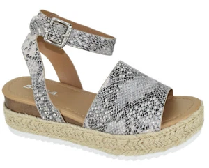 Sandali donna zeppa Soda punta aperta cinturino flatform espadrillas bordo pitone TOPIC-S - Foto 1 di 3