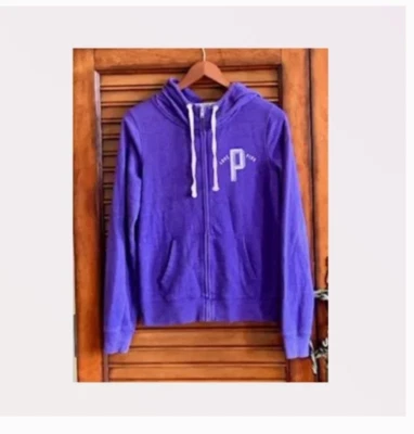 Chaqueta con Capucha ROSA Victoria's Secret para Mujer - Cremallera Completa | Color: Púrpura Talla S Foto 1 de 4