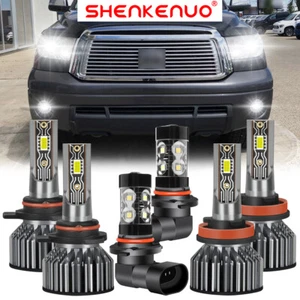 For 2007-2013 Toyota Tundra Combo 6x LED Headlight Hi/Lo + Fog Light Bulbs HLQC - Picture 1 of 14