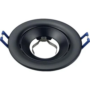LED Einbaurahmen Rund 90x26mm Schwarz Aluminium Schwenkbar Spot GU10 MR16 - Picture 1 of 3