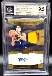 MICHAEL PORTER JR 18-19 PANINI DOMINION GOLD PATCH AUTO ROOKIE RC 6/10 BGS 9,5 - Foto 1 di 4