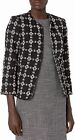 Anne Klein Womens Jacket Black Size 0 Textured Stitched Open Front $159- 149