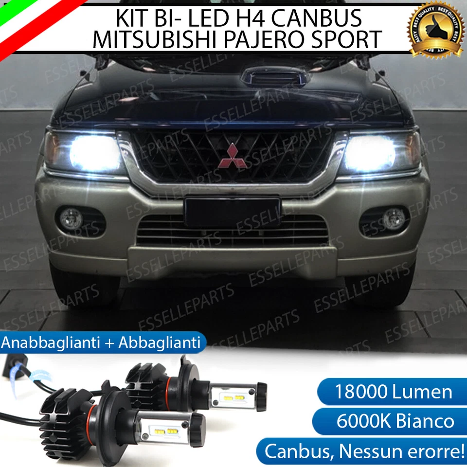 KIT LED H4 6000K MITSUBISHI PAJERO SPORT 18000 LUMEN CANBUS XENO XENON NO ERROR - Immagine 1 di 4