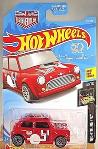 2018 Hot Wheels #311 NIGHTBURNERZ 8/10 MORRIS MINI Red w/Gray Lace Spoke Wheels - Picture 1 of 4