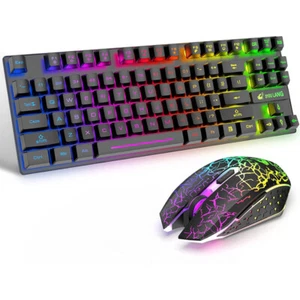 LED Bezprzewodowa klawiatura do gier i mysz Combo Akumulator Anti-Ghosting - Zdjęcie 1 z 39