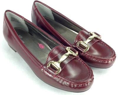Ros Hommerson Regina Horse Bit Loafers Red Wine Leather Shoes Womens 6 N Narrow - Image 1 of 4