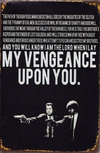 Pulp Fiction "I Lay My Vengeance Upon You - Movie Tin Metal Sign - Picture 1 of 1