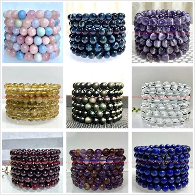 Wholesale Lots 6 Pcs 7.5" Natural Crystal Healing Gemstone Stretch Bracelet 7.5" - Image 1 of 4