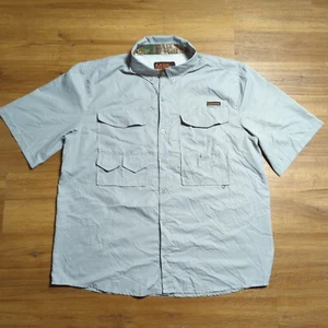 Real Tree Woven Shirt Mens XXL Short Sleeve Button Up Camo Accent Vented Fishing - Picture 1 of 10