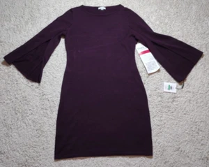 Calvin Klein Sweater Dress Women's Large Purple Maroon Long Split Sleeve NEW - Picture 1 of 12