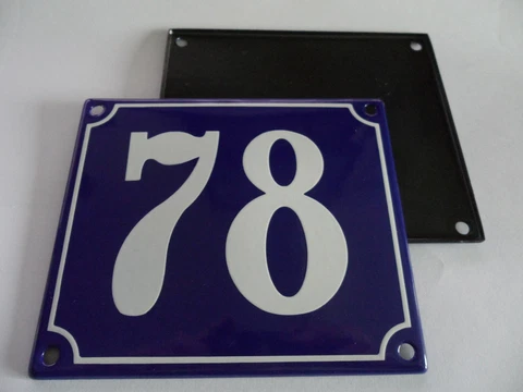Old French Blue Enamel Porcelain Metal House Door Number Street Sign / Plate 78 Cover