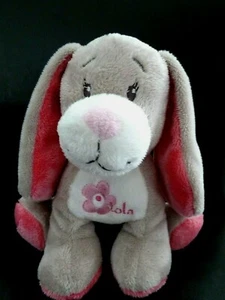 *. KUSCHELTIER PLÜSCH ARTHUR UND LOLA BEBISOL HUND GRAU ROSA WEISS BLUME NEUWERTIGER ZUSTAND* - Bild 1 von 3