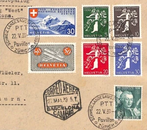 SWITZERLAND Cover 1939 Exhibition Set{4} (French) CROSSBOW Air EUROPAFLUG YG270 - Picture 1 of 8