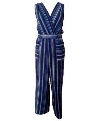 Mono a Rayas Monteau Mameluco Azul Marino y Blanco Talla XS ~ Piernas Abertura ~ Faja Foto 1 de 4