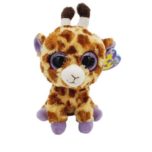 TY Beanie Boos Safari Giraffe Plush Purple 6" Big Eyes Tag Baby Stuffed Small - Picture 1 of 7