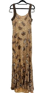 Rachel Gilbert Dress Size 10 AU / 6 US Gold Sequinned Beaded Midi Dress Glamour - Picture 1 of 8