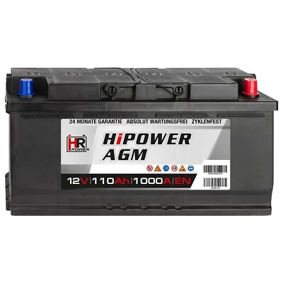 HR HiPower AGM PKW Batterie 12V 110Ah Starterbatterie 88 90 92 100 105 110Ah - Bild 1 von 4