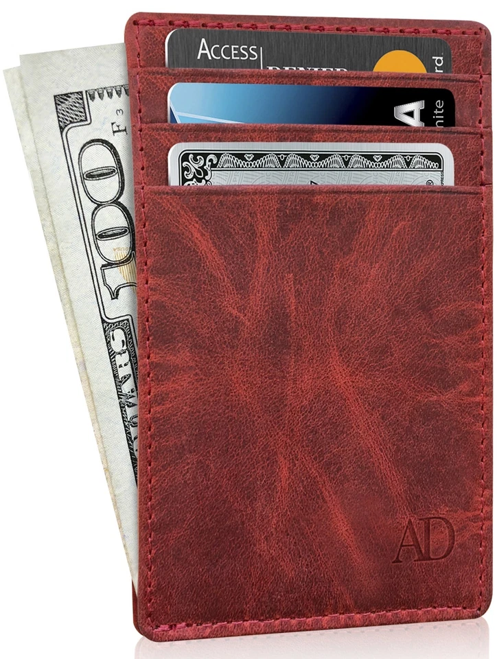 Slim Minimalist Front Pocket RFID Blocking Leather Wallets for Men Women - Image 1 of 4
