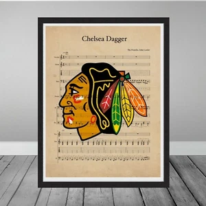 Chicago Blackhawks Chelsea Dagger Goal Song Music Art Hockey Gift Print Poster - Picture 1 of 2