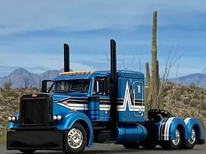 1/64 DCP BLUE/BLACK/WHITE PETERBILT 379 W/ 63" FLAT TOP SLEEPER - Picture 1 of 5