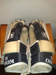 Vintage Koho Leather HG3 Black/White Hockey Gloves Size 12.5 Medium. Palms Good - Picture 1 of 9