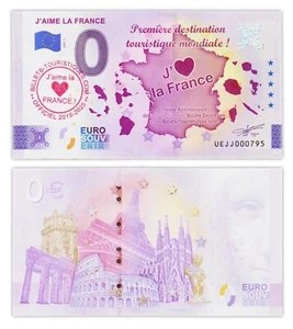 J'AIME LA FRANCE - 2025 - Billet Touristique 0 euro - Neuf / UNC - Tampon coeur - Picture 1 of 1