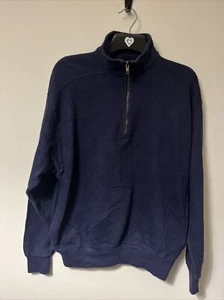 LL Bean By Russell Athletic Jumper Mens Medium Navy 1/4 Zip Vintage Pullover USA - Picture 1 of 11