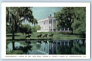 1950 Greenwood Haus von Mr. & Mrs. Frank S. Percy Francisville Louisiana Postkarte - Bild 1 von 2