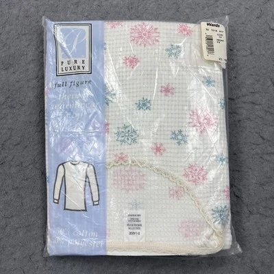 VTG Montgomery Ward Shirt Womens 1X Snowflake Print Long Sleeve Thermal Wear Top - Image 1 of 4