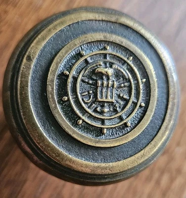 Старинная дверная ручка корабль шлем птица луна викторианской латуни бронзы редкая  - Изображение 1 из 4