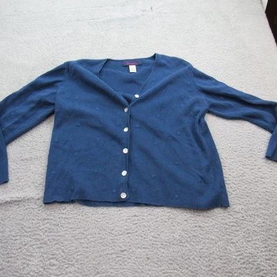 Cárdigan Suéter y Chaleco Denim & Co Botón Frontal Talla LG Azul Texturizado Foto 1 de 4