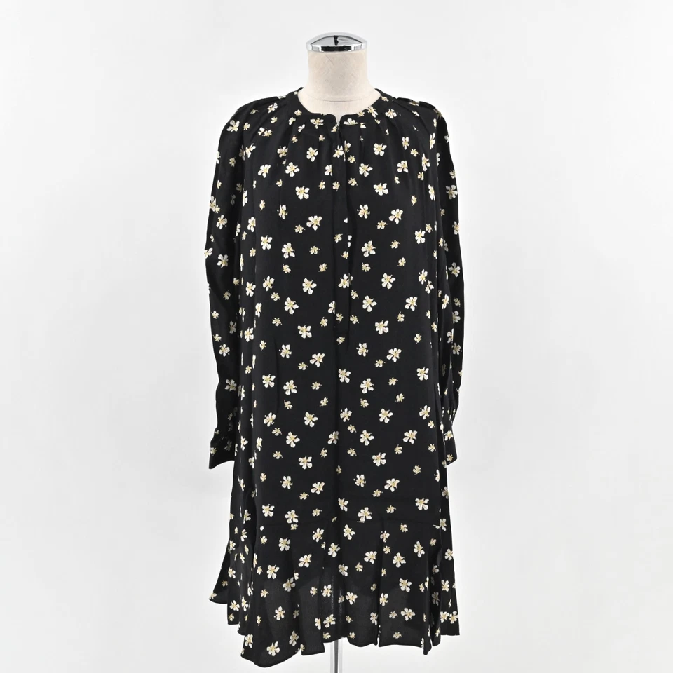 Платье WHISTLES Edelweiss размер 10 цветочный черный оборки мини женское романтическое - Изображение 1 из 4