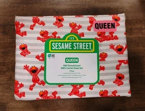 Sesame Street ELMO - Set lenzuola Queen 4 pezzi in cotone - 200 TC *Nuovo* - Foto 1 di 4