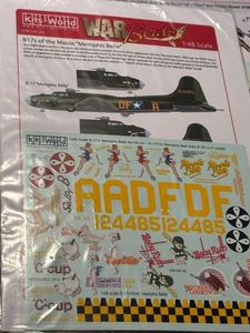 KITS WORLD # 48-136 1:48th SCALE B-17 OF THE "MEMPHIS BELLE" MOVIE DECAL - Picture 1 of 1