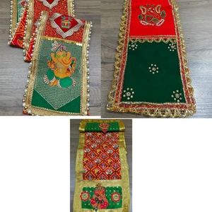 Khambha Chundadi Chunari, Shoulder Dupatta For Indian Hindu Puja Wedding Ganesh - Picture 1 of 7