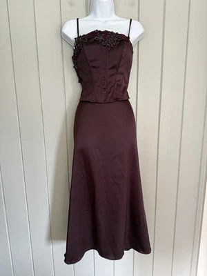 Vtg JS Collections Evening Outfit 8 Corset Skirt Y2K Prom Fairy Goth Plum Brown - Image 1 of 4